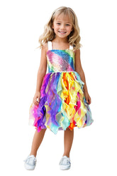 Kinder Mädchen Regenbogen tutu Kleid Prinzessin Cosplay Kostüm Outfits Halloween Karneval Anzug